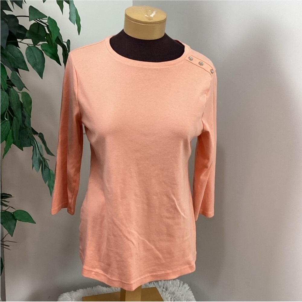Croft & Barrow 3/4 sleeve peach tee Womans size Large crew neck